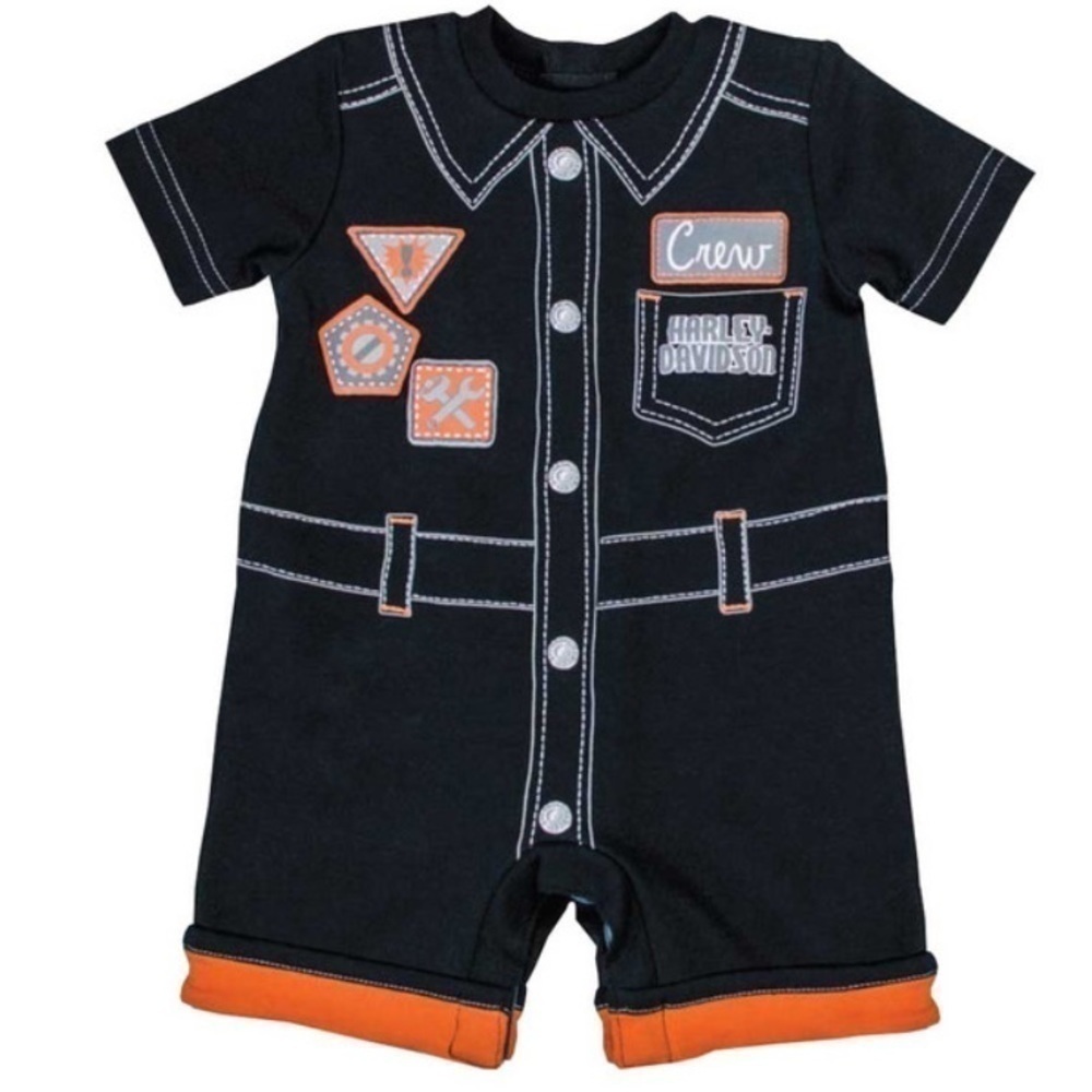 EUC Harley-Davidson® Baby Boy's Interlock Mechanic Romper